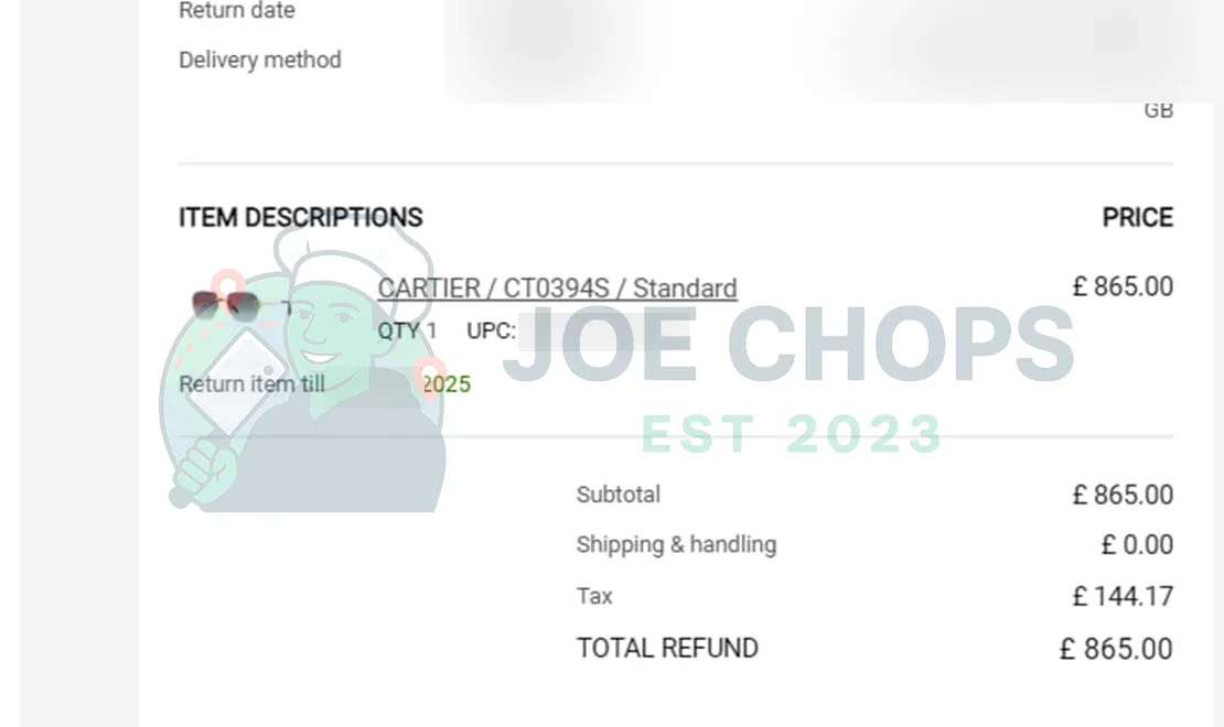 Sunglass Hut Order Success